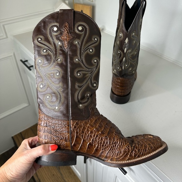 Ferrini Western Boots Genuine Cowhide Leather Exotic Vamp Men’s 8.5 / Women’s 10 - Picture 6 of 9